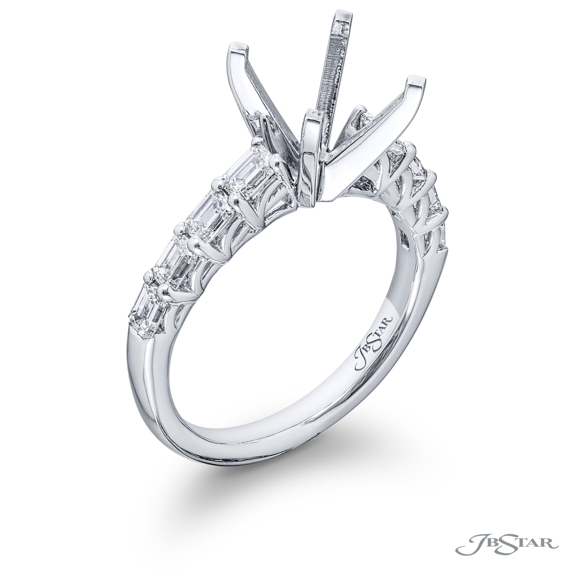 JB Star Platinum Diamond Semi-Mount Engagement Ring - Diamond Semi-Mount Rings