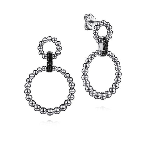 Gabriel & Co. Sterling Silver Bujukan Double Round Shape Black Spinel Stud Earrings - Colored Stone Earrings