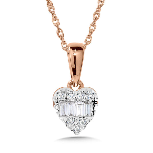 Rose Gold Diamond Heart Necklace - Diamond Necklaces