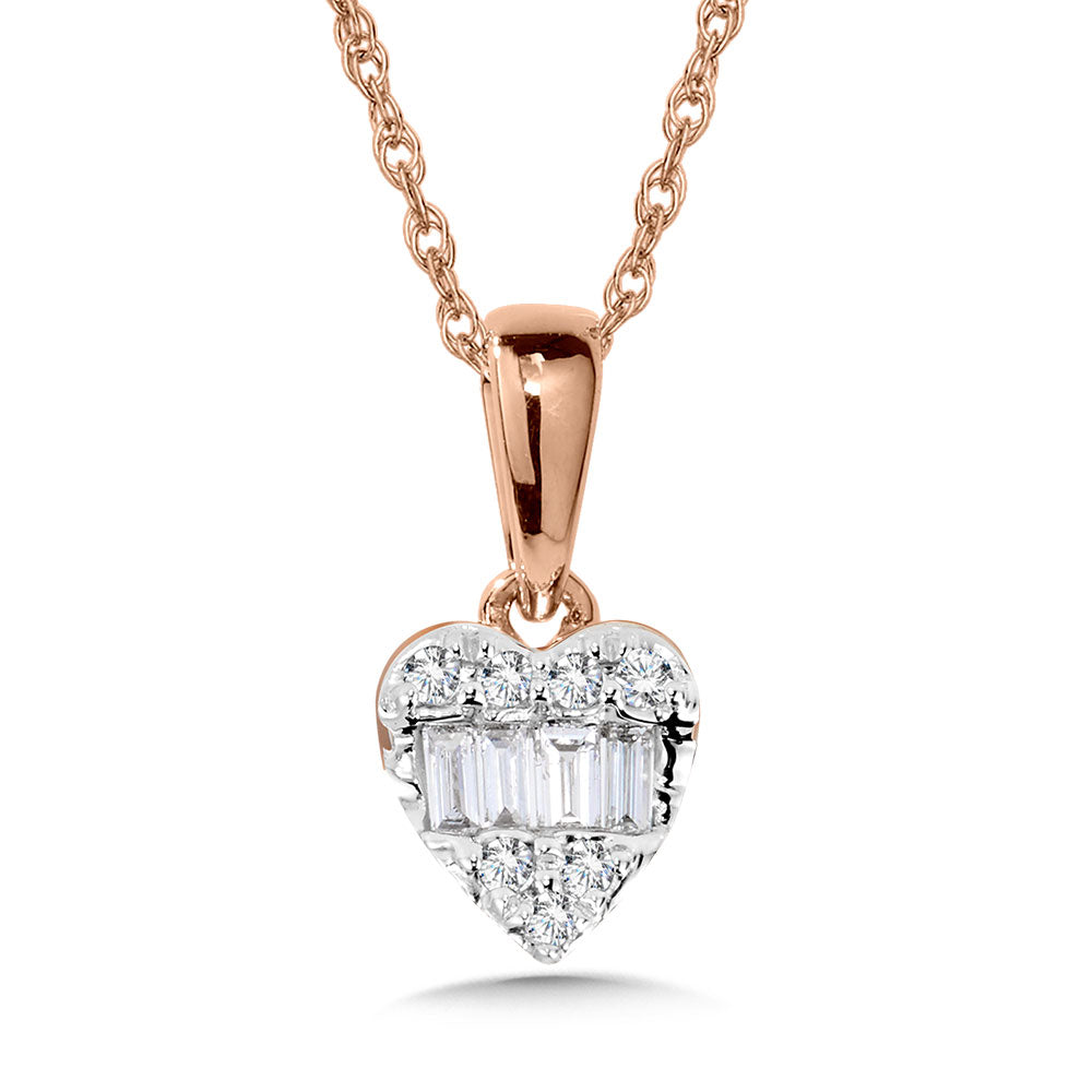 Rose Gold Diamond Heart Necklace - Diamond Necklaces