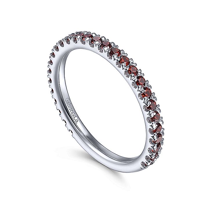 Gabriel & Co White Gold Garnet Stacklable Ring - Colored Stone Rings - Women's