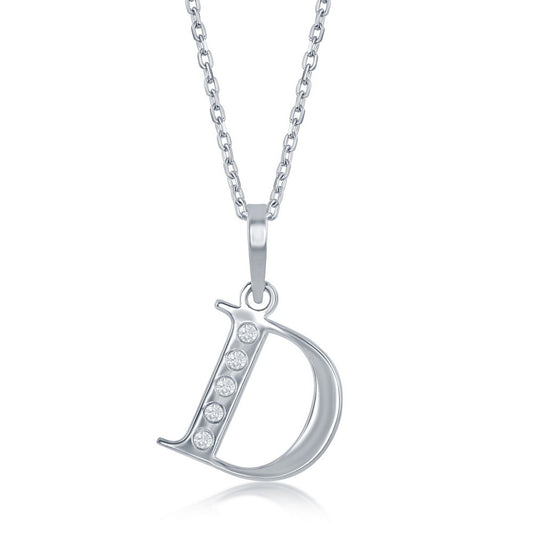 Sterling Silver Diamond D Necklace