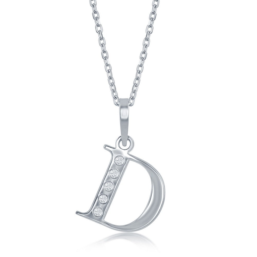 Sterling Silver Diamond D Necklace