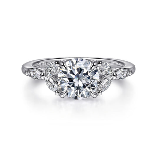 Gabriel & Co. 14 Karat White Gold Round Semi-Mount Engagement Ring