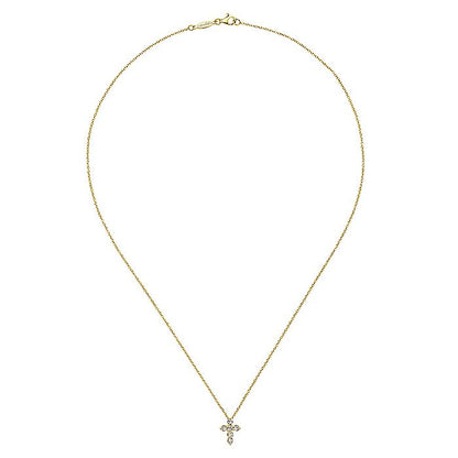 Gabriel & Co. Yellow Gold Diamond Cross Pendant Necklace