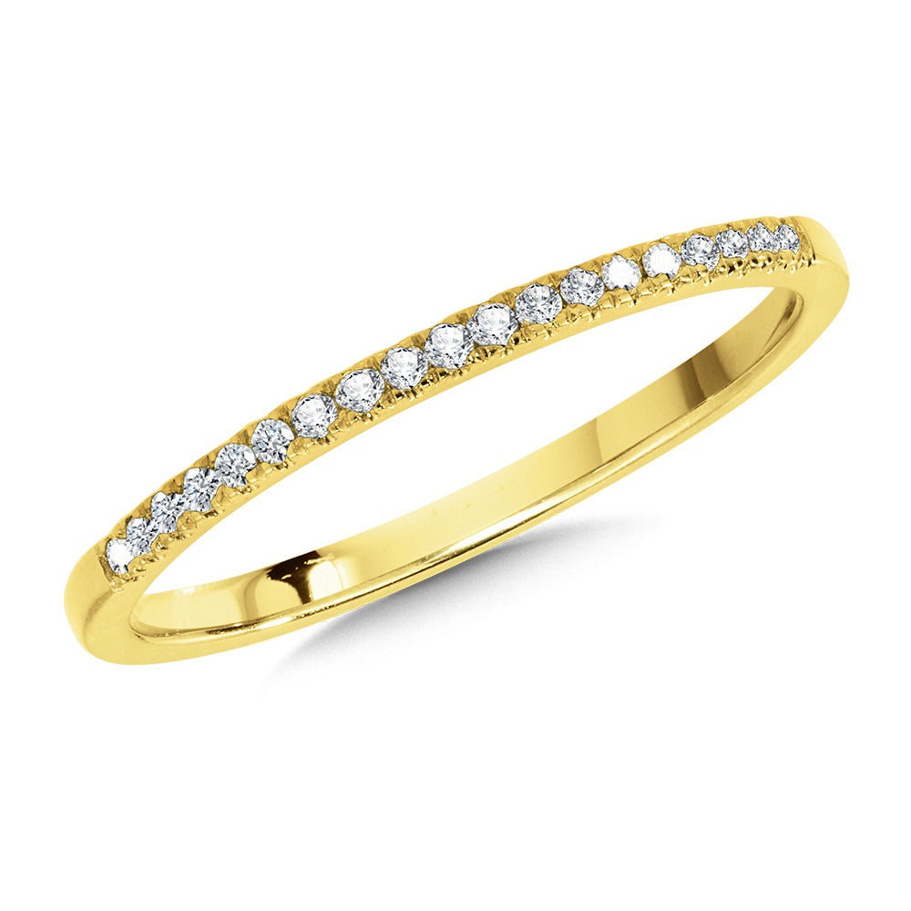 Ladies 14 Karat Yellow Gold Diamond Straight Stackable Band