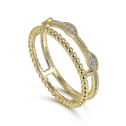 Gabriel & Co. Yellow Gold Diamond Bujukan Marquise Shape Stackable Ring