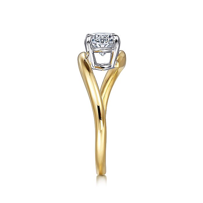 Gabriel & Co Yellow Gold Oval Semi-Mount Engagement Ring