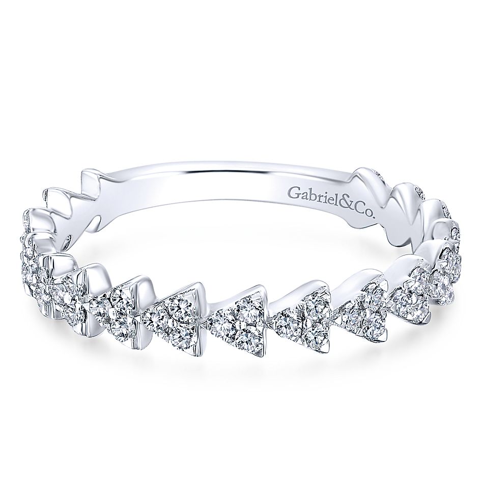 Gabriel & Co White Gold Diamond Cluster Triangle Station Band - Diamond Fashion Rings - Women's
