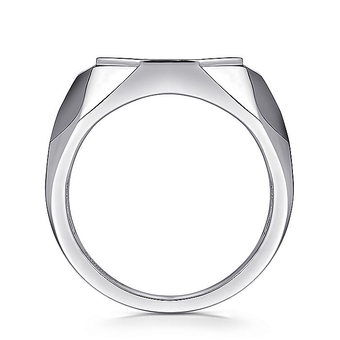 Gabriel & Co Sterling Silver Faceted Ring with Pavé Black Spinel
