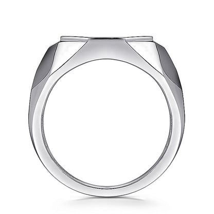 Gabriel & Co Sterling Silver Faceted Ring with Pavé Black Spinel