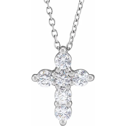 White Gold Laboratory Grown Diamond Cross Pendant - Diamond Pendants