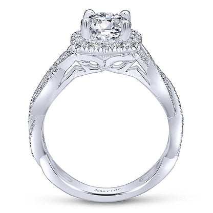 Amavida White Gold Woven Halo Engagement Ring - Diamond Semi-Mount Rings