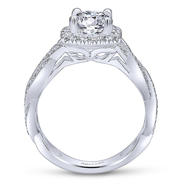 Amavida White Gold Woven Halo Engagement Ring