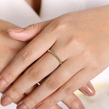 Gabriel & Co Yellow Gold Beaded Stackable Ring