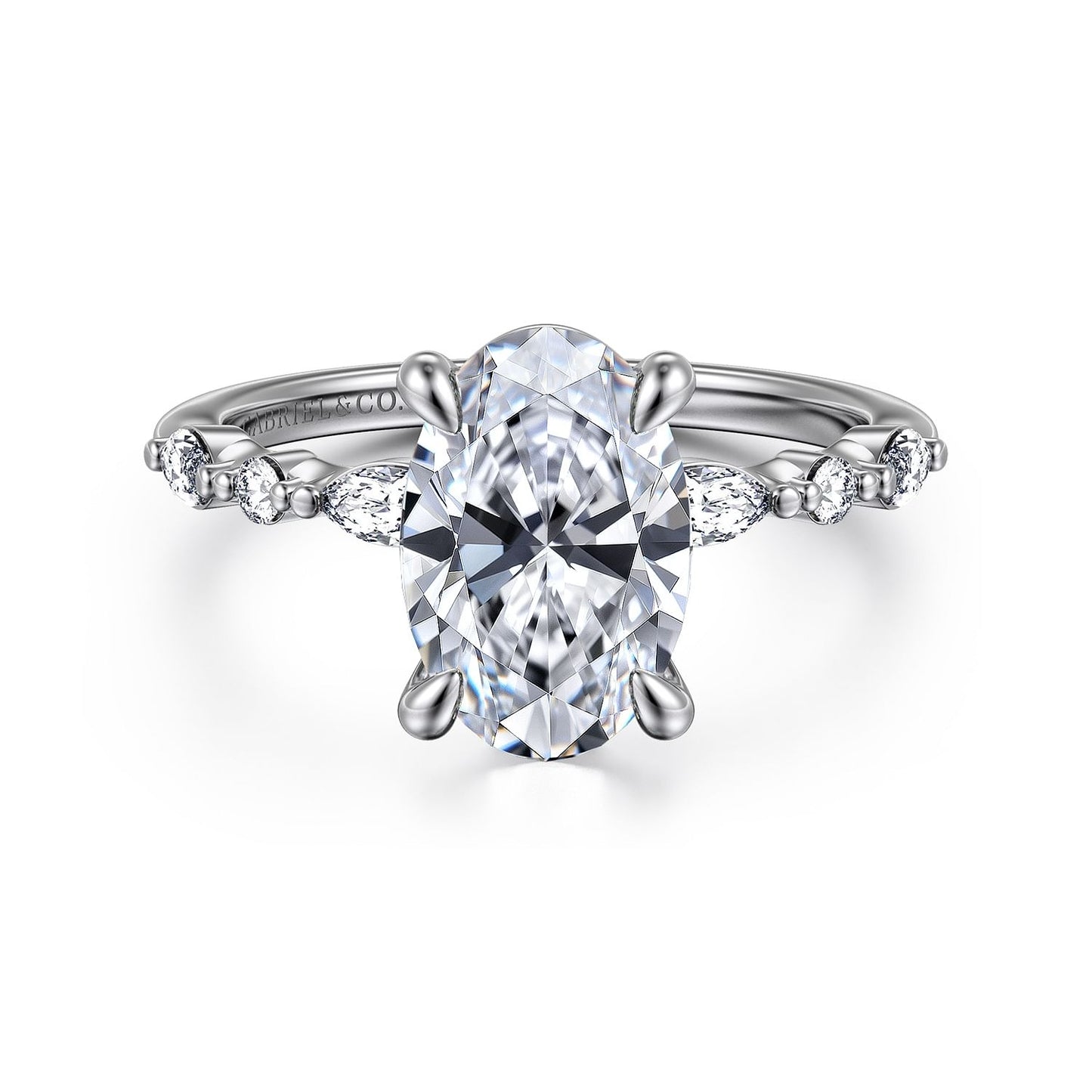 Gabriel & Co. Oval Cut Semi-Mount Engagement Ring - Diamond Semi-Mount Rings