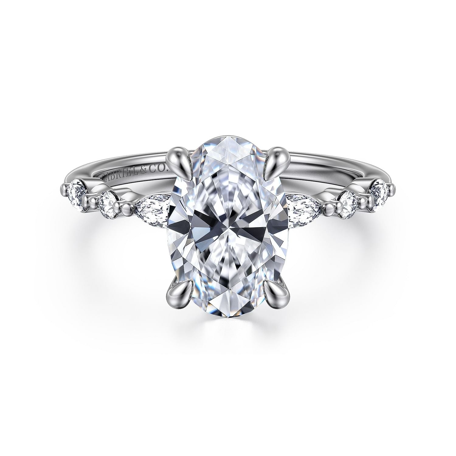 Gabriel & Co. Oval Cut Semi-Mount Engagement Ring - Diamond Semi-Mount Rings