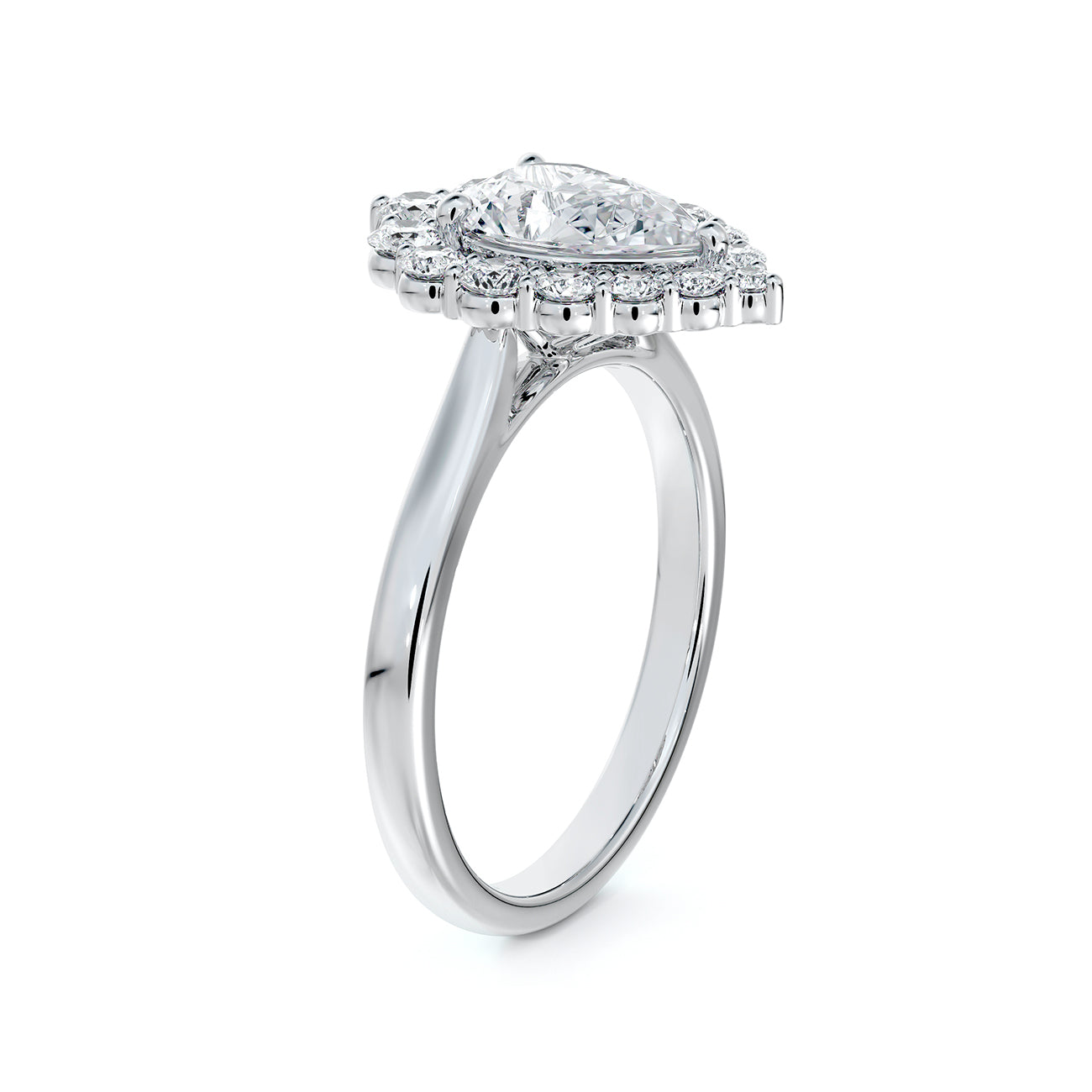 Forevermark Platinum Pear Halo Diamond Engagement Ring
