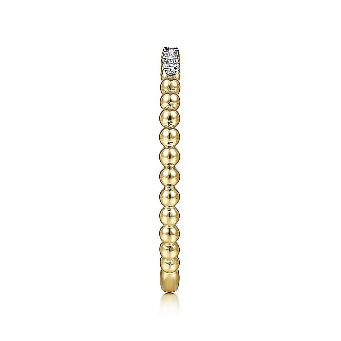 Gabriel & Co Yellow Gold Bujukan Bead and Diamond Stackable Ring