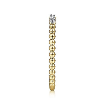 Gabriel & Co Yellow Gold Bujukan Bead and Diamond Stackable Ring