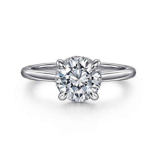 Gabriel & Co. White Gold Round Hidden Halo Semi-Mount Engagement Ring