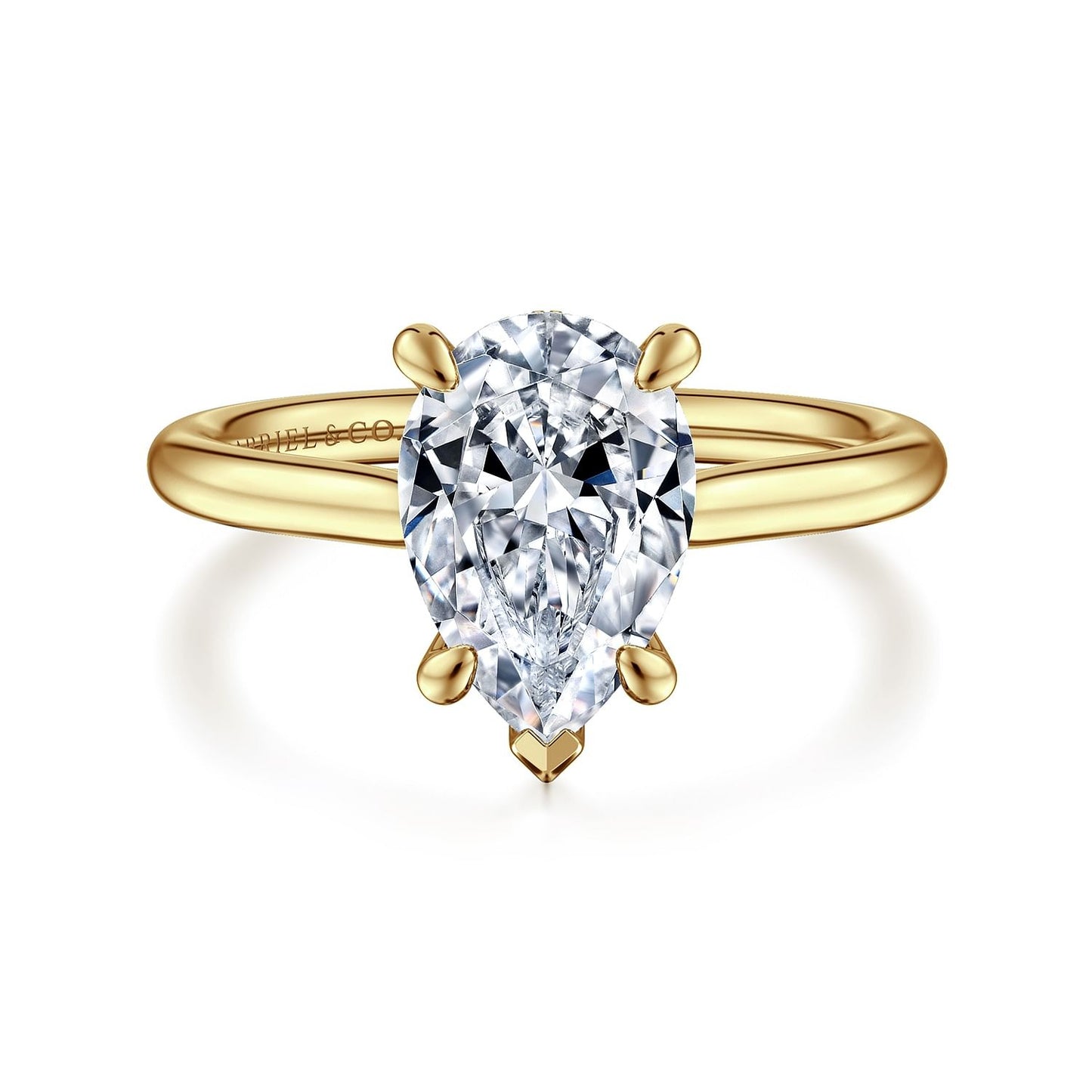 Gabriel & Co. Yellow Gold Pear Semi-Mount Engagement Ring - Diamond Semi-Mount Rings