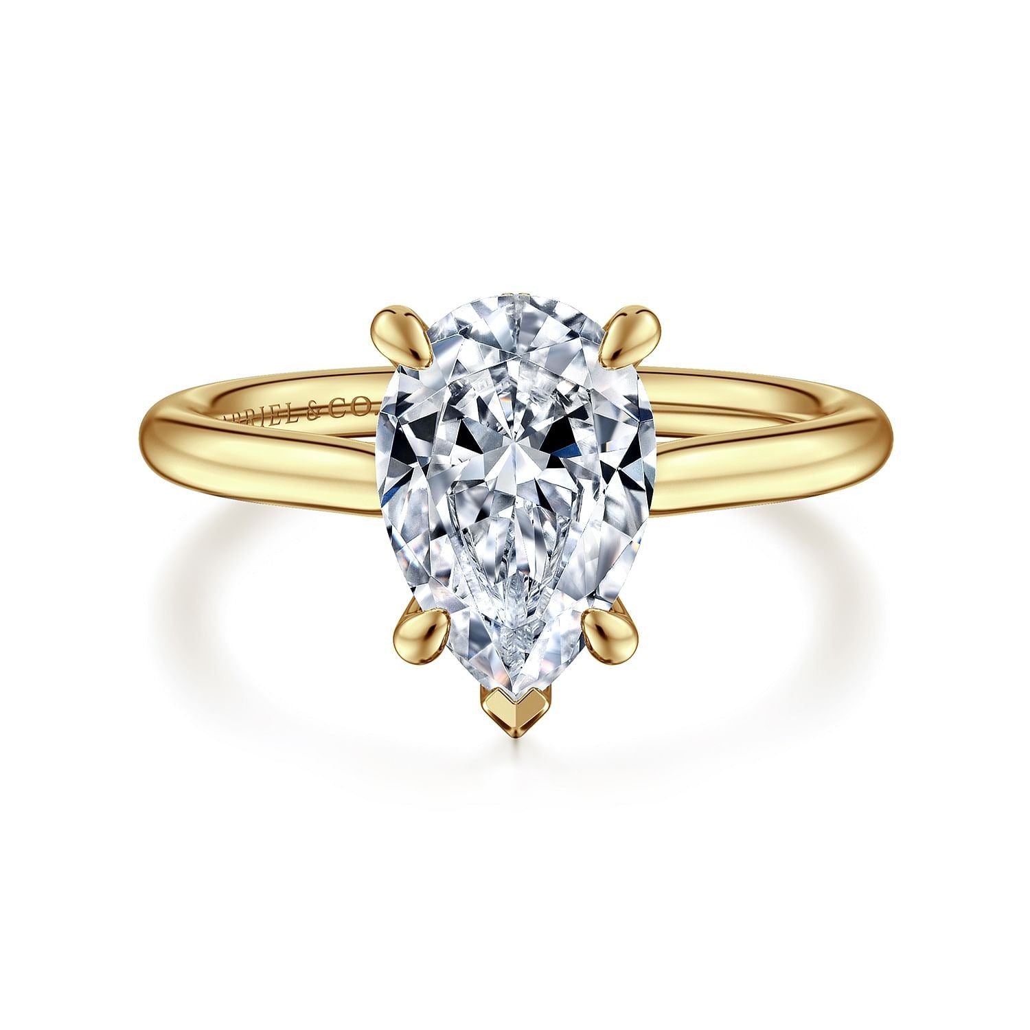 Gabriel & Co. Yellow Gold Pear Semi-Mount Engagement Ring - Diamond Semi-Mount Rings