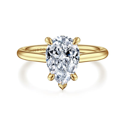 Gabriel & Co. Yellow Gold Pear Semi-Mount Engagement Ring - Diamond Semi-Mount Rings