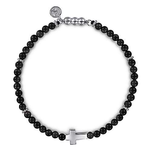 Gabriel & Co Sterling Silver Black Onyx Cross Bracelet