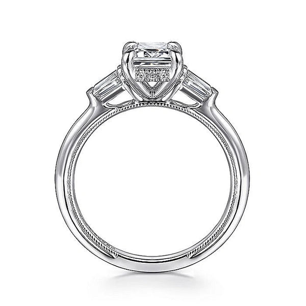 Gabriel & Co Emerald Three Stone Sem-Mount Engagement Ring