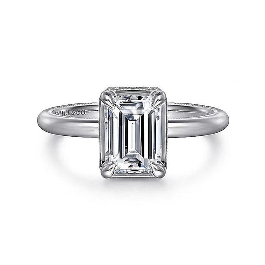 Gabriel & Co. White Gold Emerald Cut Semi-Mount Engagement Ring