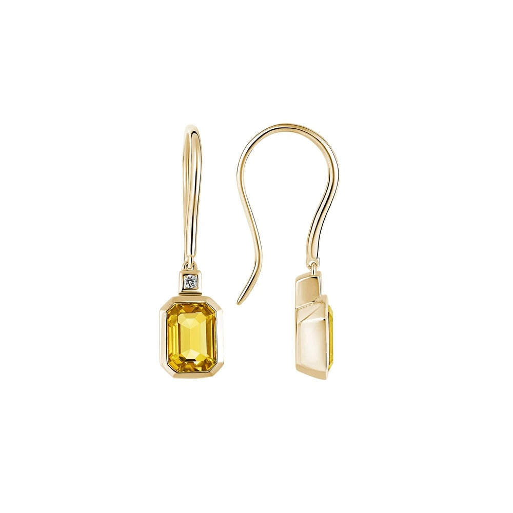 Yellow Gold Citrine Earrings - Colored Stone Earrings