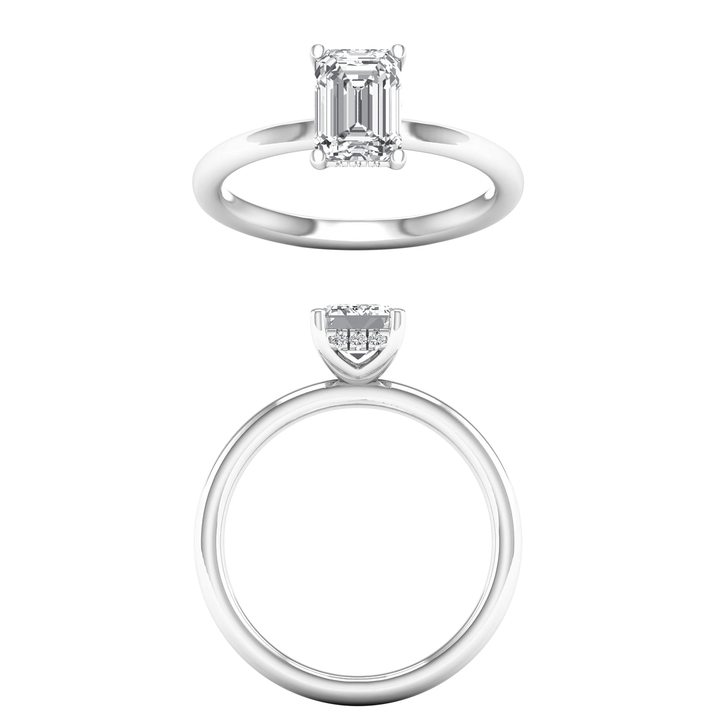 White Gold Laboratory Grown Emerald Cut Diamond Engagement Ring