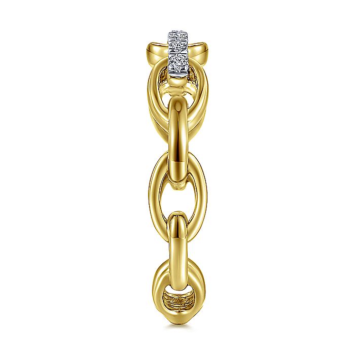 Gabriel & Co Yellow Gold Oval Chain Link Diamond Ring