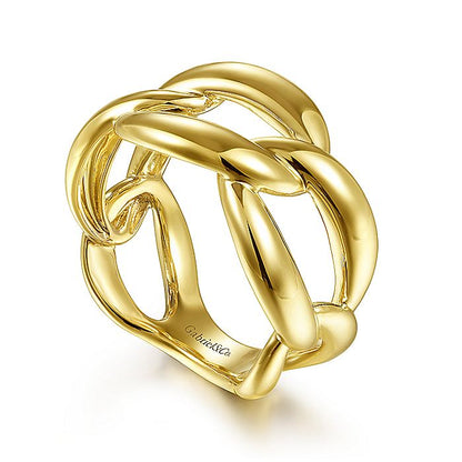Gabriel & Co Yellow Gold Chain Link Ring