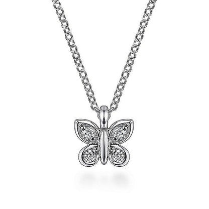 Gabriel & Co. White Gold Diamond Butterfly Pendant