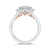 Luminous White And Rose Gold Fancy Halo Engagement Ring