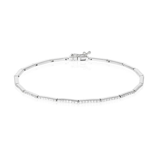 Luvente 14 Karat White Gold Sleek Line Diamond Bracelet - Diamond Bracelets