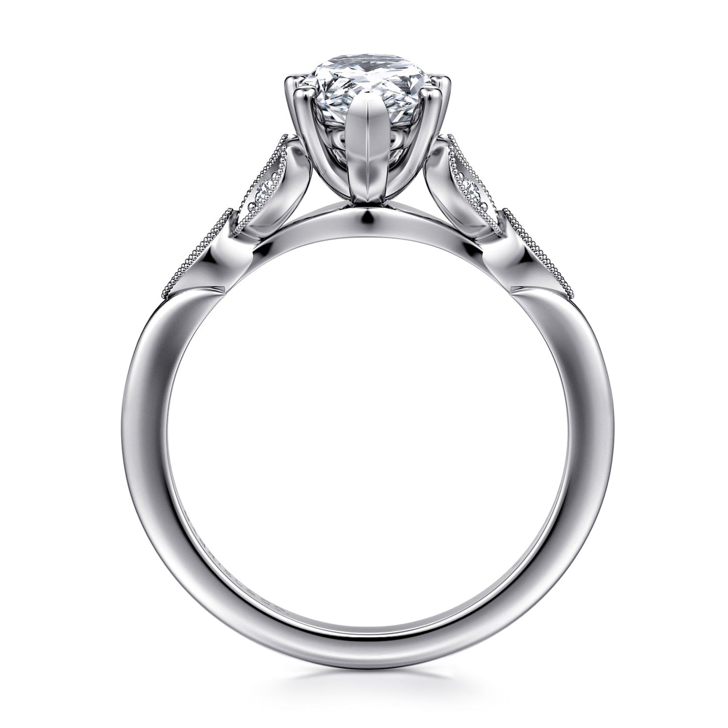 Gabriel & Co. Pear Shaped Semi-Mount Engagement Ring - Diamond Semi-Mount Rings
