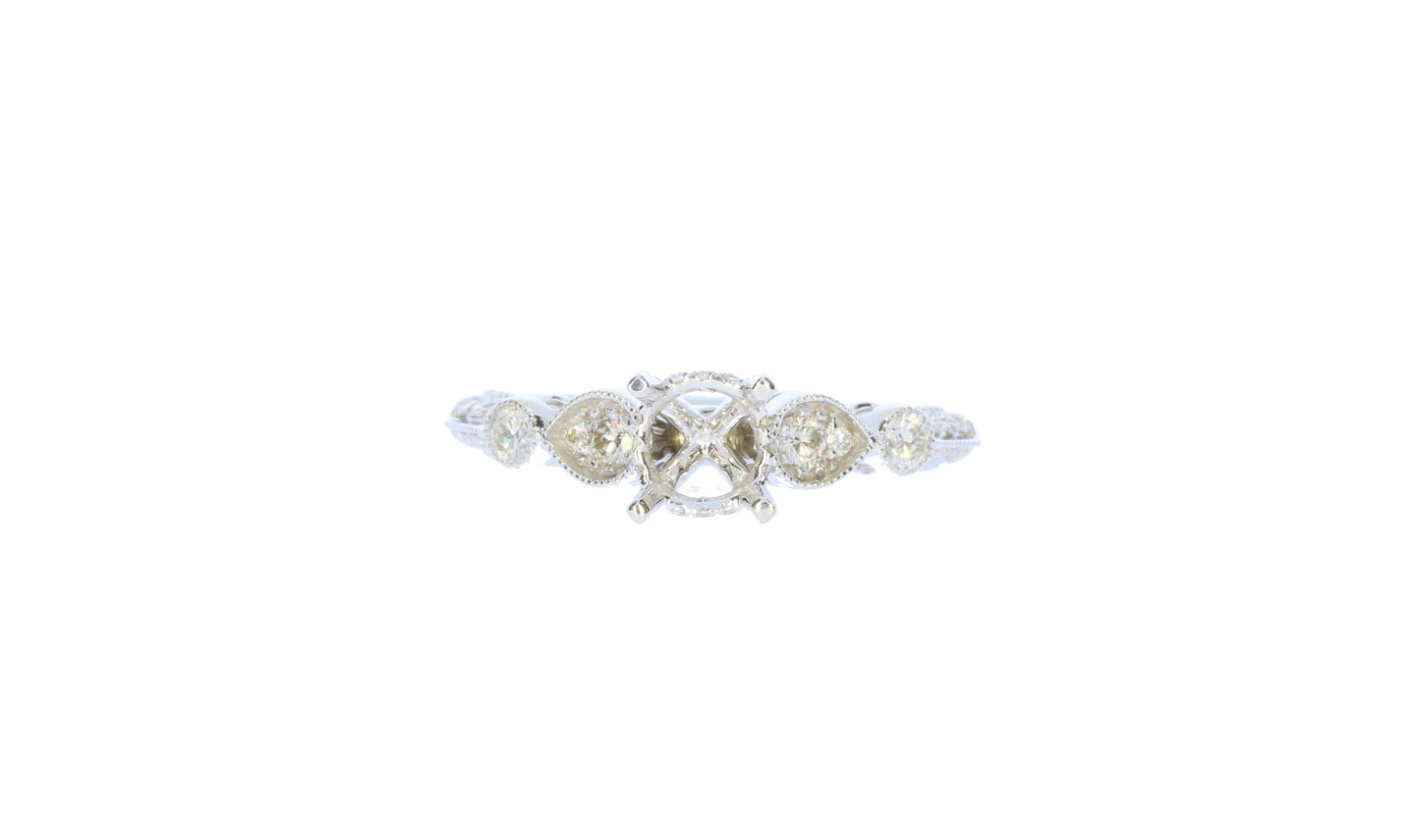Ladies Yellow Gold Diamond Semi-Mount Engagement Ring - Diamond Semi-Mount Rings