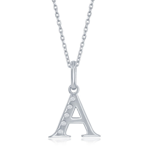 Sterling Silver Diamond A Necklace