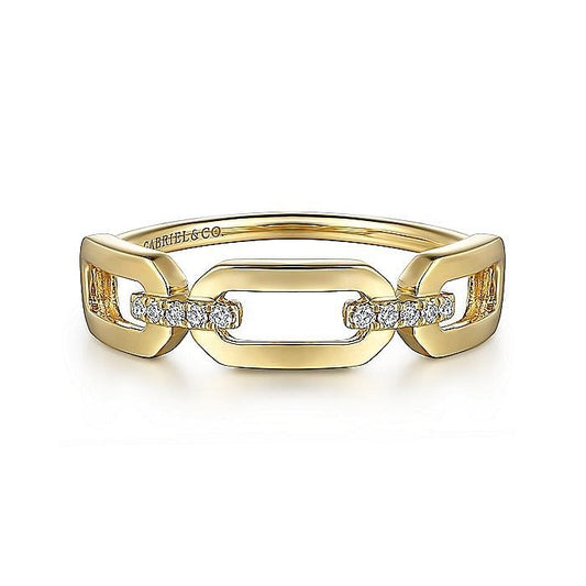 Gabriel & Co. 14 Karat Yellow Gold Diamond Chain Link Ring - Diamond Fashion Rings - Women's