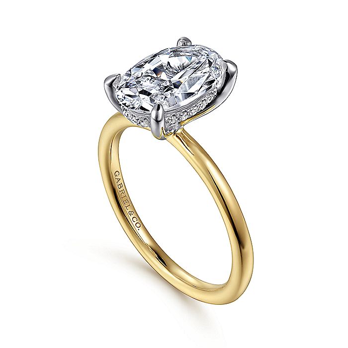 Gabriel & Co Yellow And White Gold Oval Semi-Mount Engagement Ring