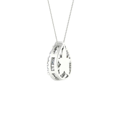 White Gold Laboratory Grown Pear Shaped Diamond Halo Pendant - Diamond Pendants