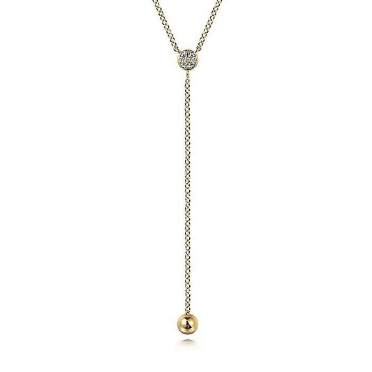 Gabriel & Co. Yellow Gold Diamond Y-Knot Lariat Necklace