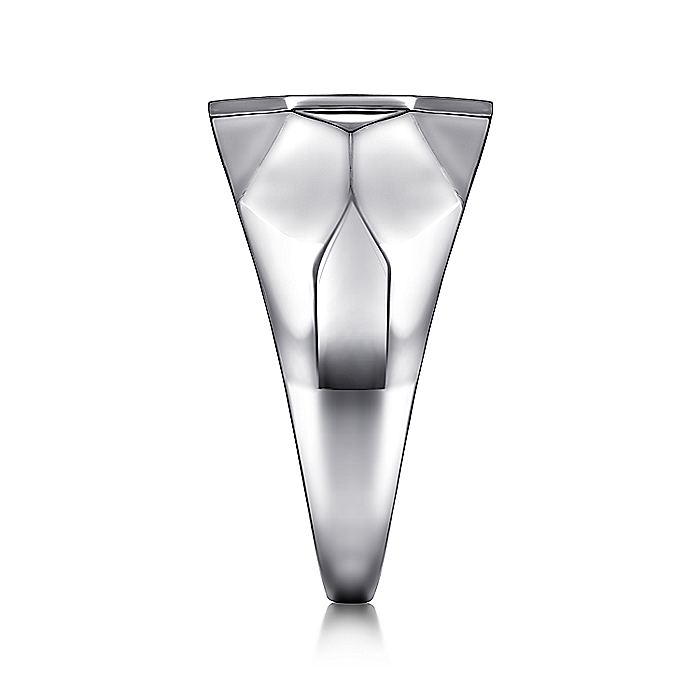 Gabriel & Co Sterling Silver Faceted Ring with Pavé Black Spinel
