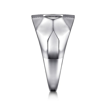Gabriel & Co Sterling Silver Faceted Ring with Pavé Black Spinel