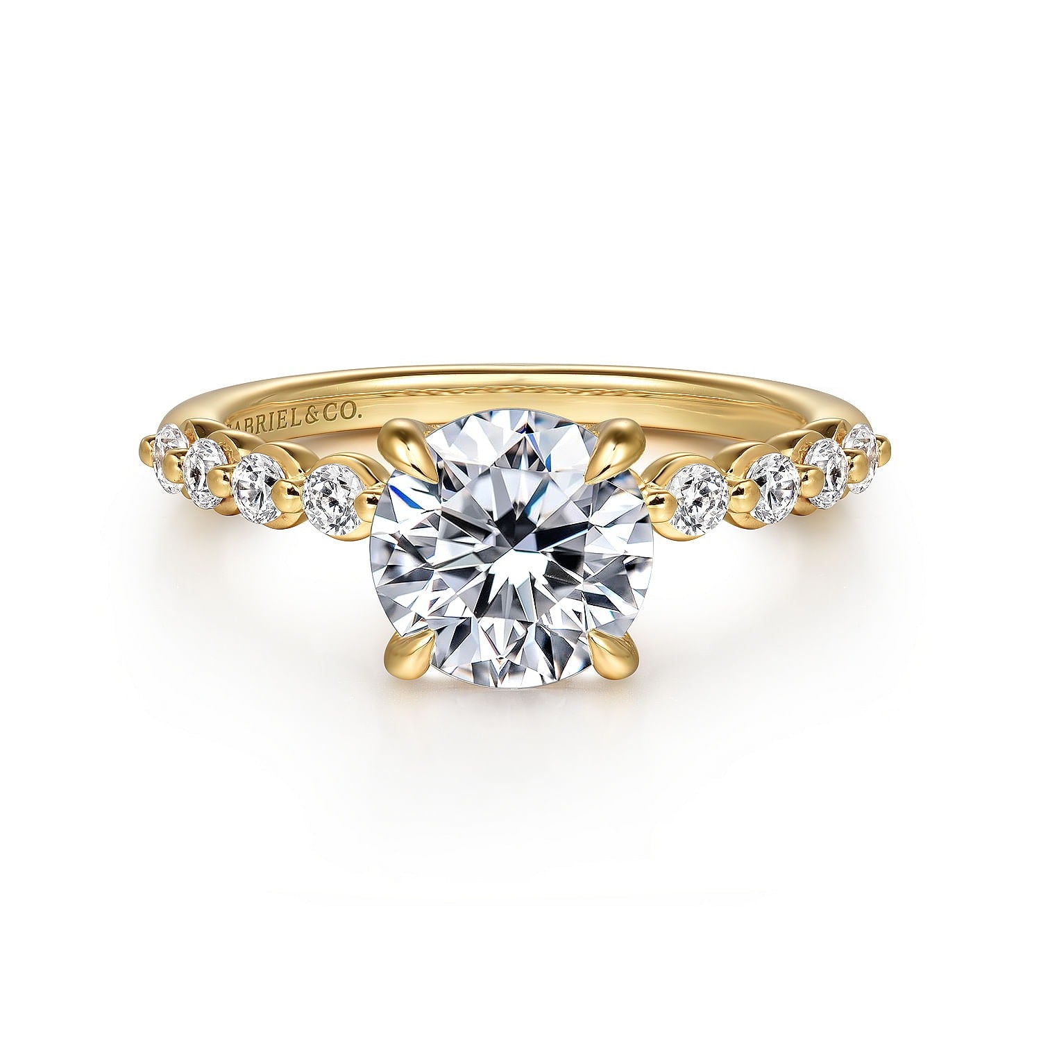 Gabriel & Co. 14 Karat Yellow Gold Round Straight Diamond Semi-Mount Engagement Ring - Diamond Semi-Mount Rings