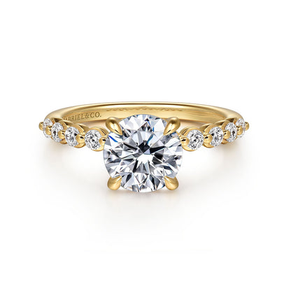 Gabriel & Co. 14 Karat Yellow Gold Round Straight Diamond Semi-Mount Engagement Ring - Diamond Semi-Mount Rings