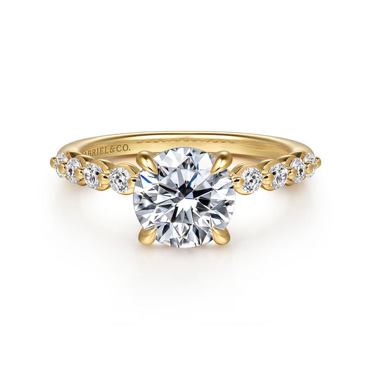 Gabriel & Co. 14 Karat Yellow Gold Round Straight Diamond Semi-Mount Engagement Ring